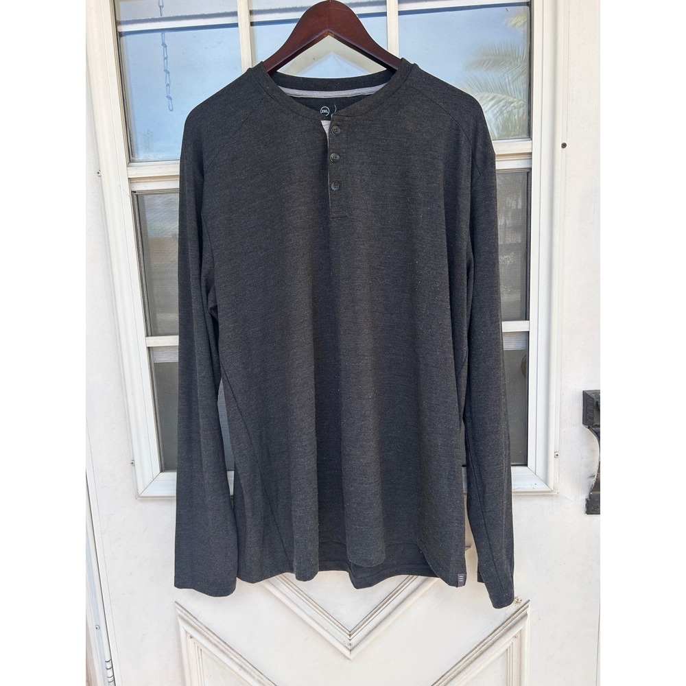 Free Fly Mens XXL Bamboo Blend Long Sleeve Henley Shirt Charcoal Gray Heather